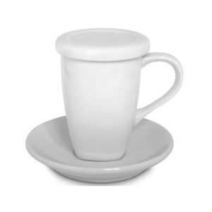 Thé 250 ml tasse+filtre+plaque blanc