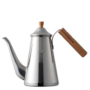 Pichet goutte à goutte élancé à col de cygne en acier inoxydable Kalita avec poignée en bois 700 SSW - 700ml