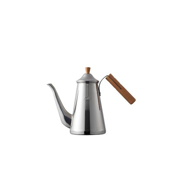 Pichet goutte à goutte élancé à col de cygne en acier inoxydable Kalita avec poignée en bois 700 SSW - 700ml