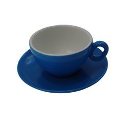 Inkerpor Cappuccino cup+plate 250 ml - blue/mint/pink/yellow