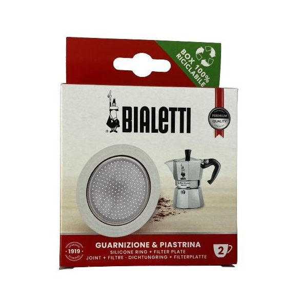 Bialetti silicone gasket + filter for 2-dose Moka Induction coffee maker