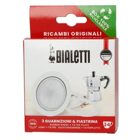 Bialetti tömítés 3 db + szűrő a 3 és 4 adagos Mokka Espresshez